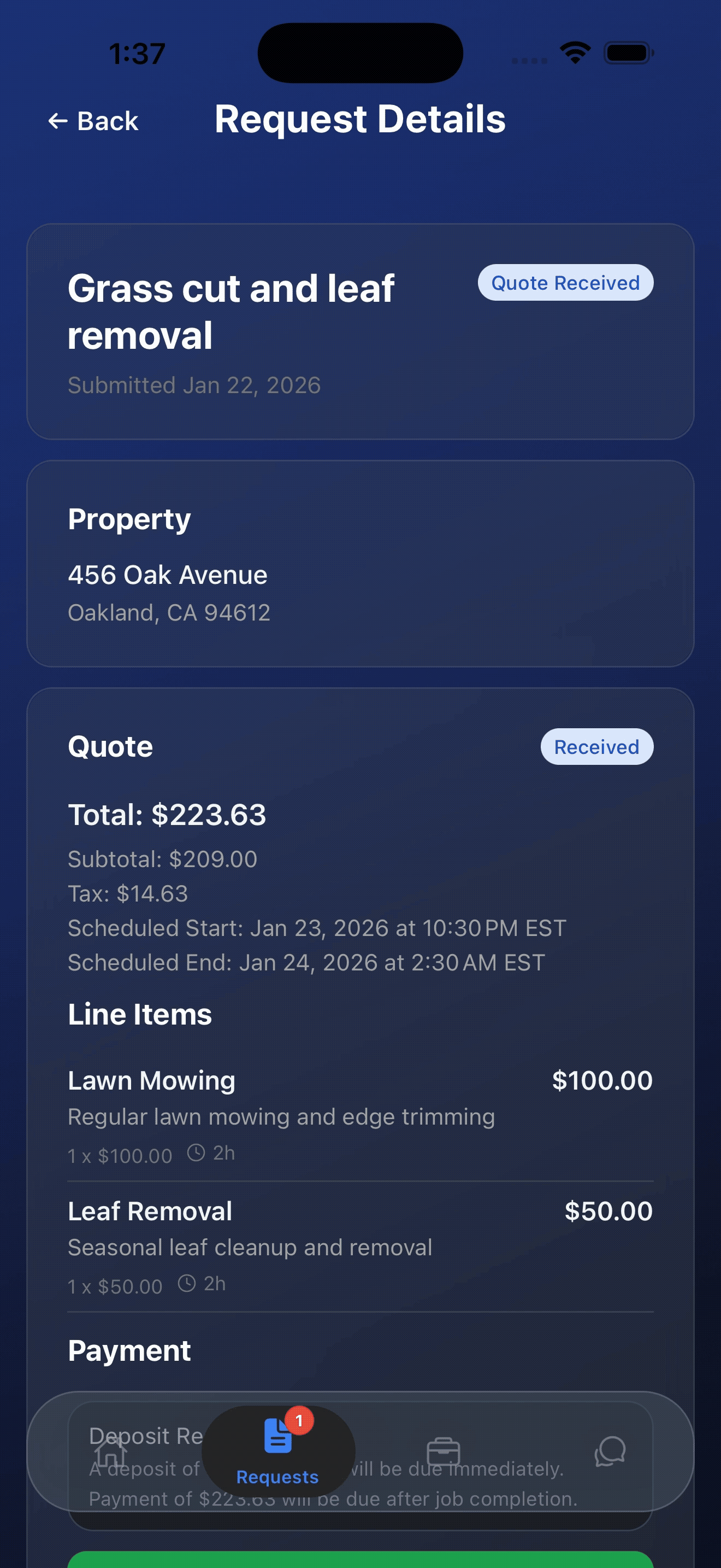 Review a detailed quote